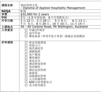 新西兰ACG管理学院酒店管理专业好不好